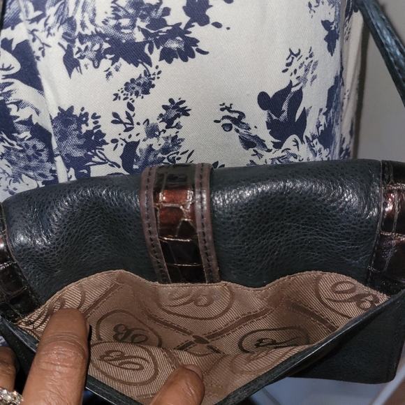 Brighton Vintage Brown & Black Leather Crossbody Bag - Picture 8 of 10